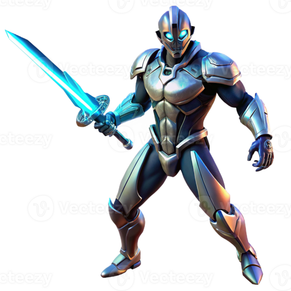 serene traditional A Cyborg Warrior with Glowing Circuitry A exclusive png