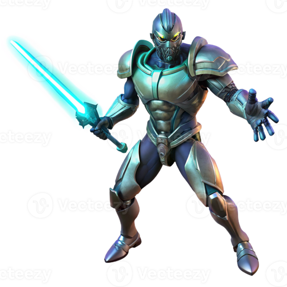 beautiful artistic A Cyborg Warrior with Glowing Circuitry A high resolution png