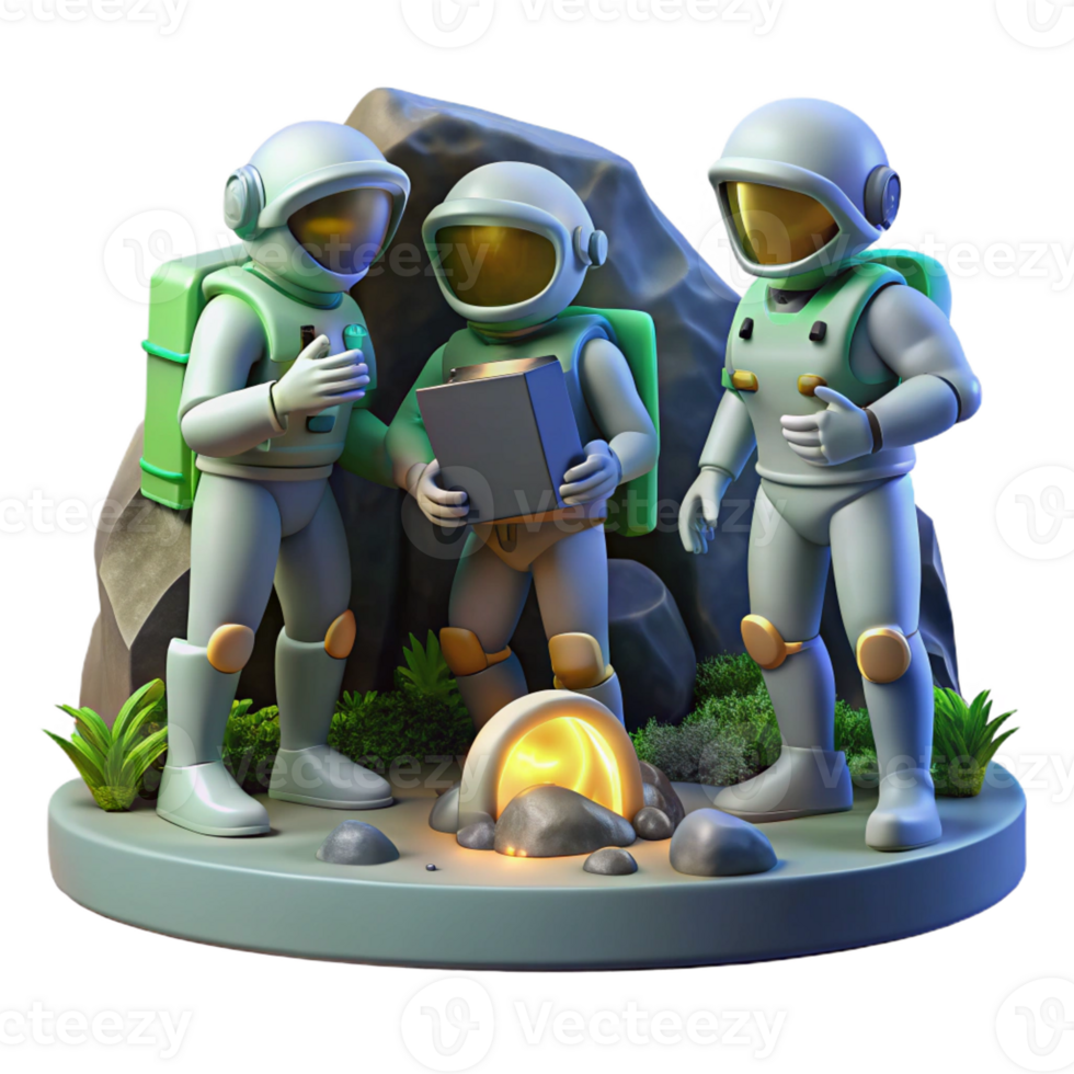 vibrant modern A Team of Explorers in Advanced Spacesui professional png