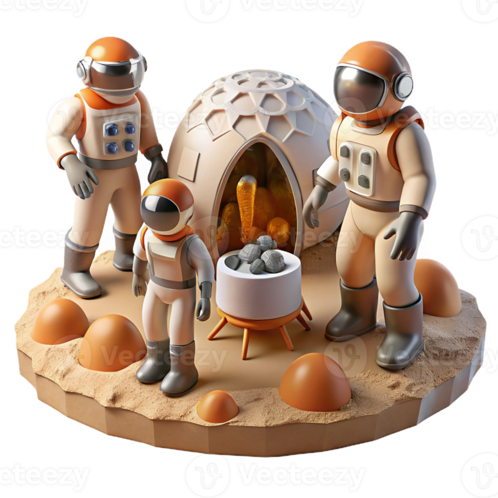 vibrant contemporary A Group of Colonists in Rugged Spacesuits high resolution png