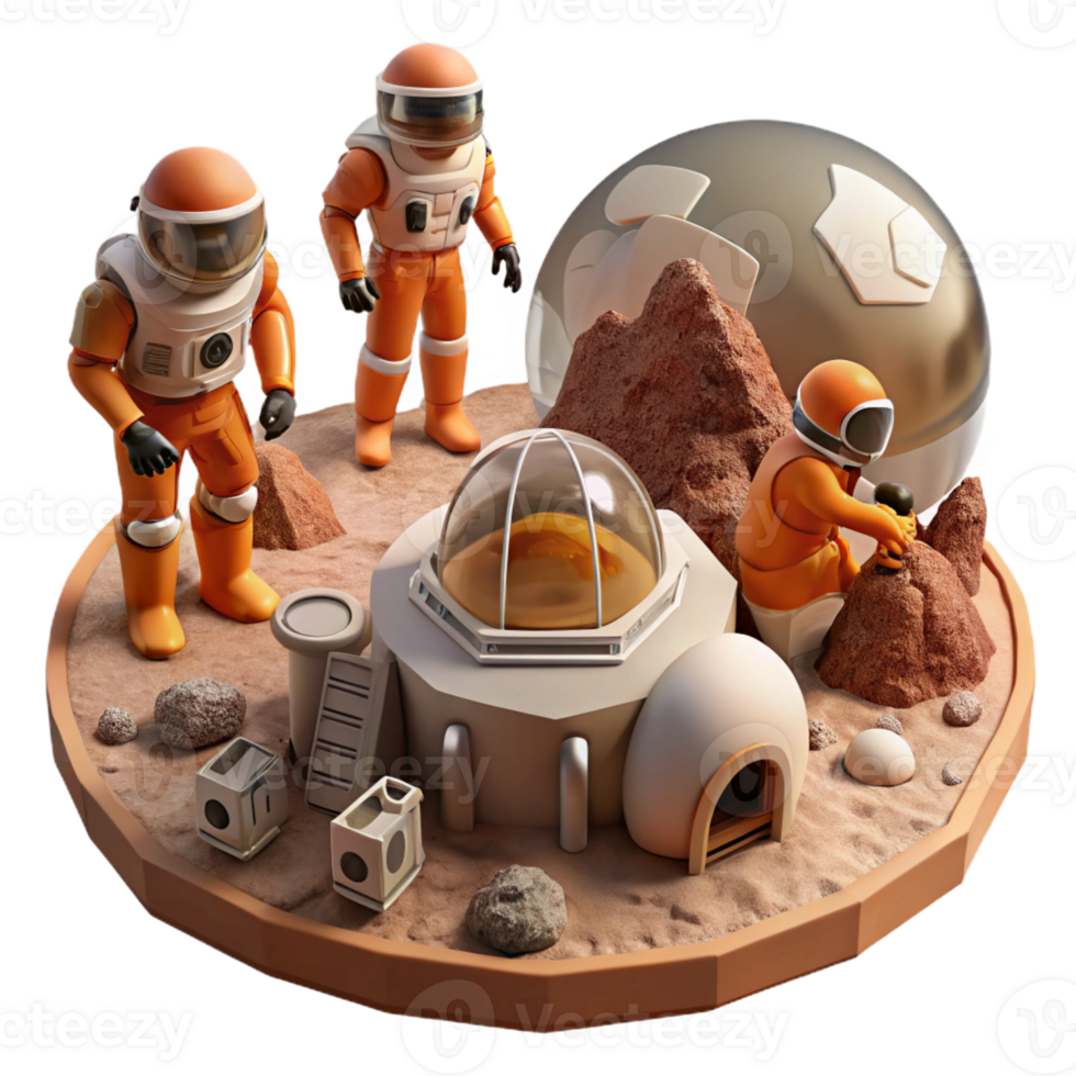 dramatic artistic A Group of Colonists in Rugged Spacesuits genuine png