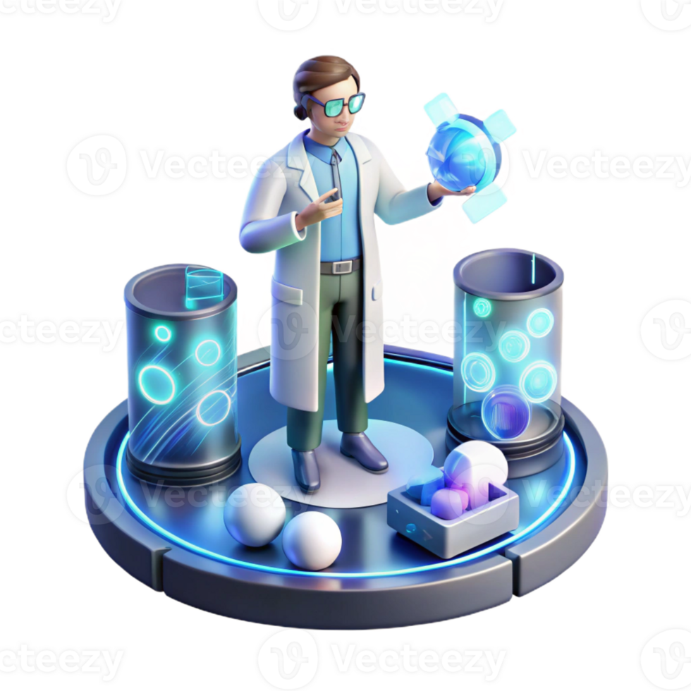 stunning classic A Scientist Working on a Complex Hologra png
