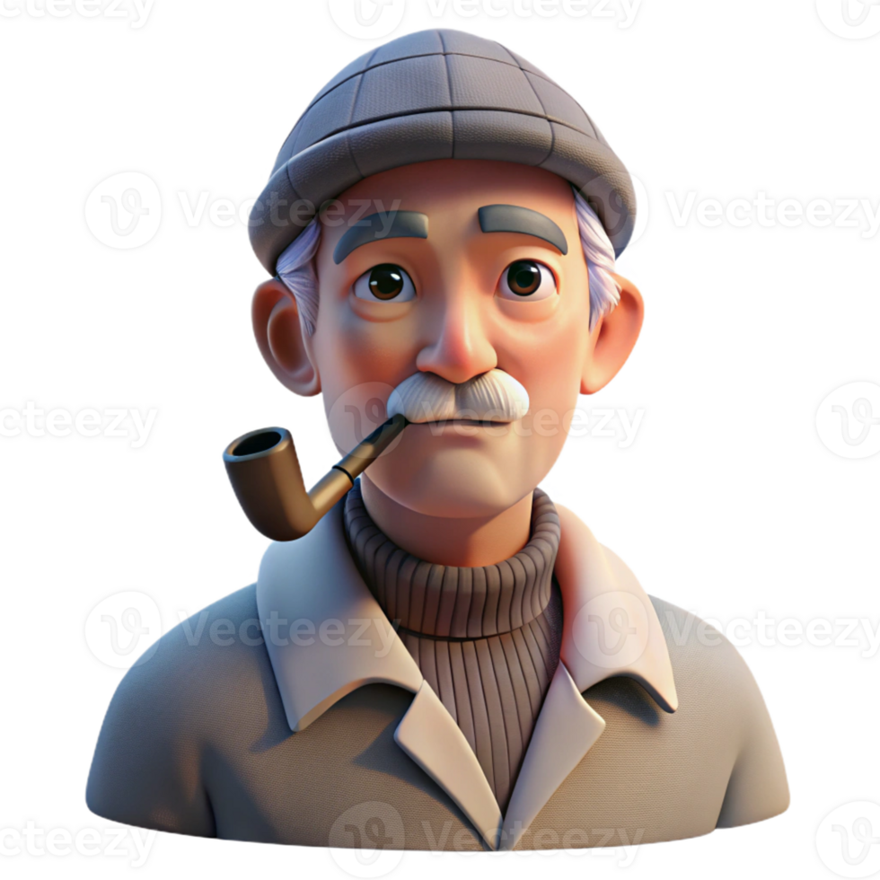 dramatic minimalist Portrait of an Elderly Man with Deep Wrink professional png