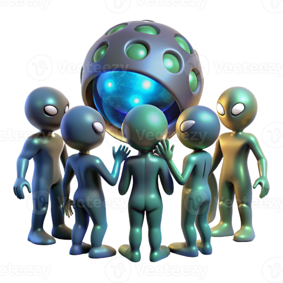 impressive modern A Group of Aliens with Diverse and Bizarr authentic png