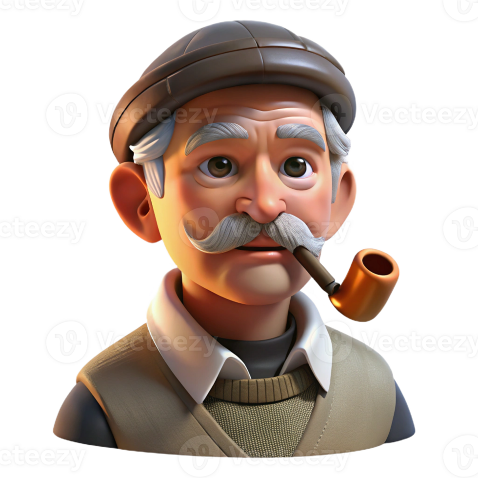 wonderful modern Portrait of an Elderly Man with Deep Wrink exclusive png