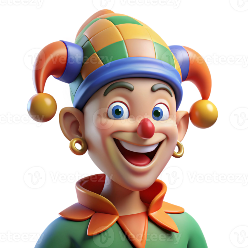 extraordinary vintage Portrait of a Mischievous Jester with Col premium png