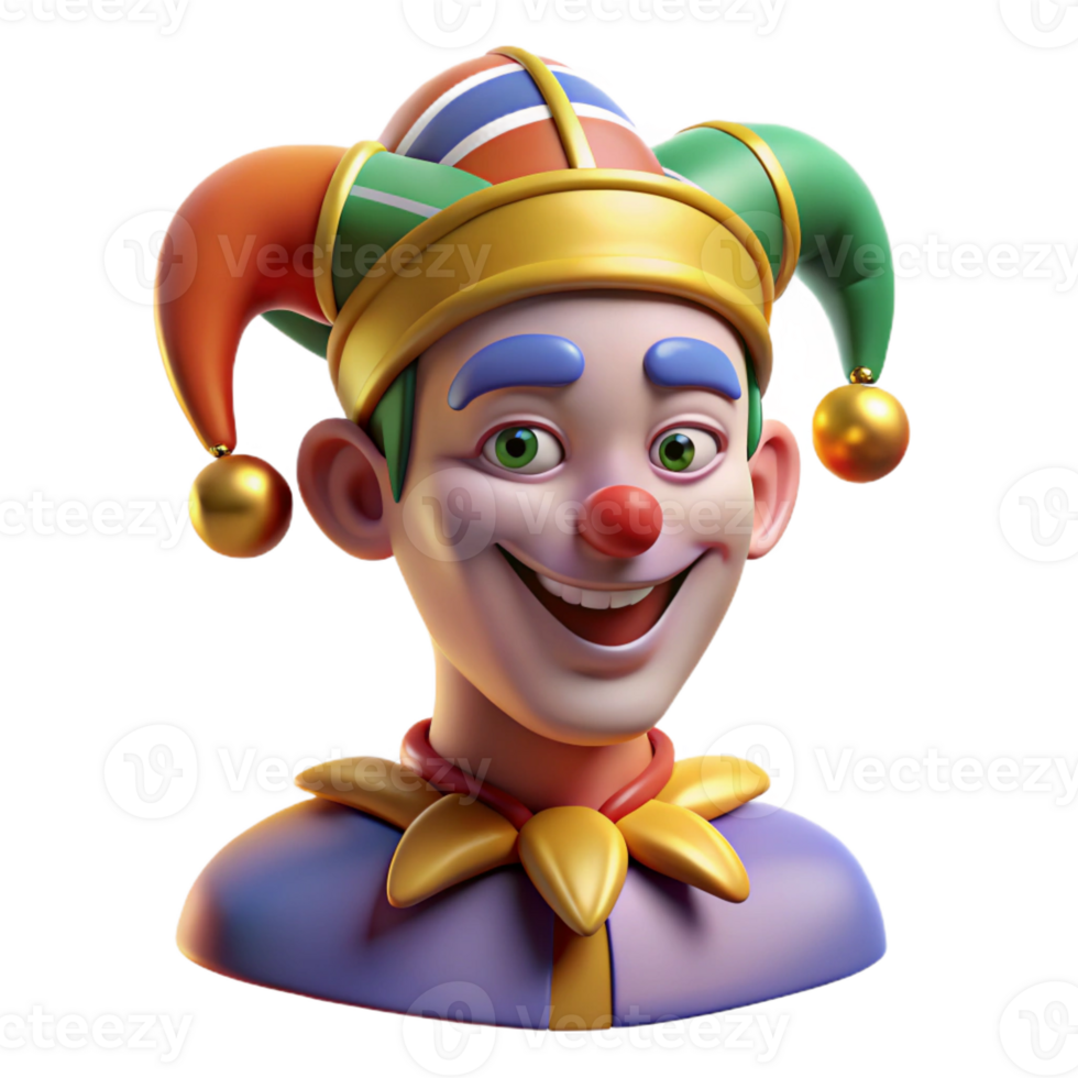 impressive artistic Portrait of a Mischievous Jester with Col high resolution png
