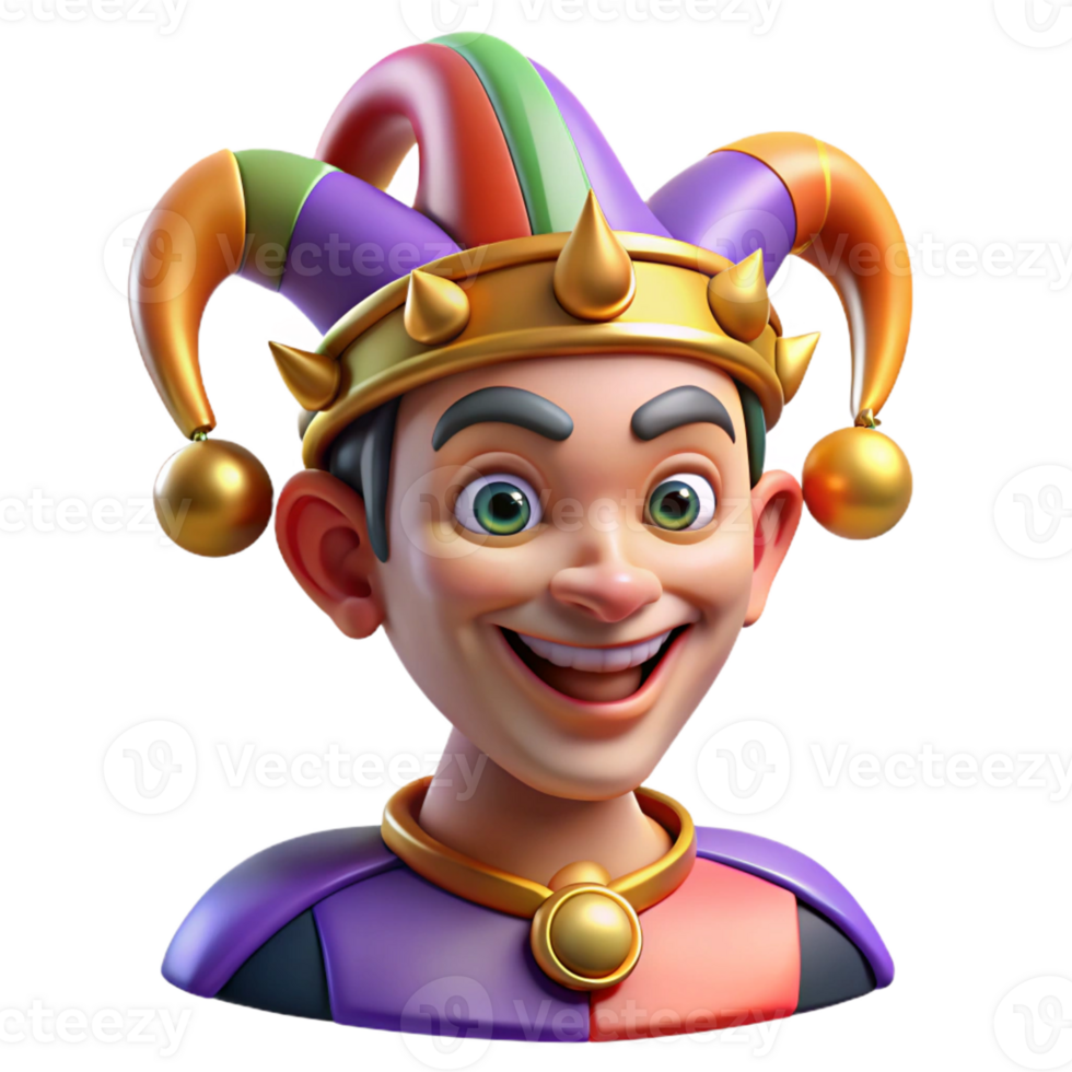 dramatic minimalist Portrait of a Mischievous Jester with Col professional png