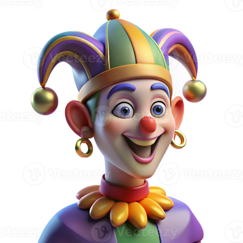 beautiful modern Portrait of a Mischievous Jester with Col professional png
