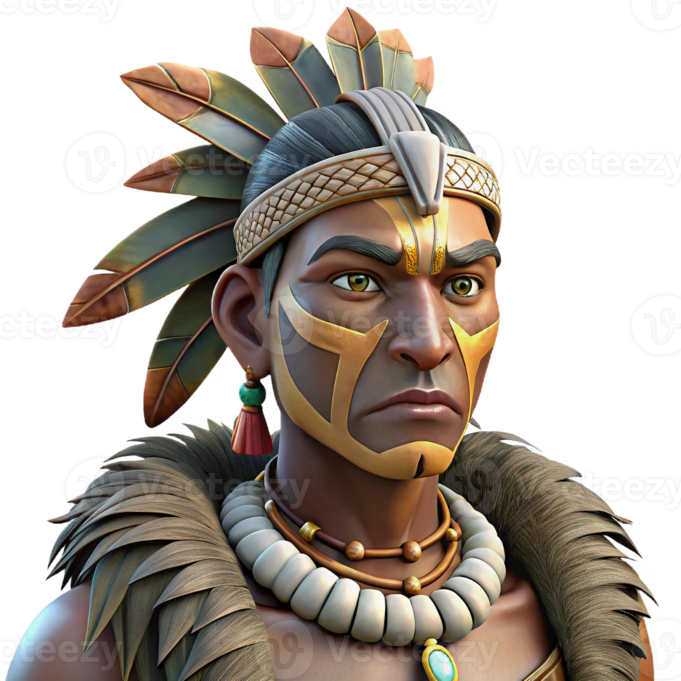 serene contemporary Portrait of a Tribal Shaman with Intricate premium png