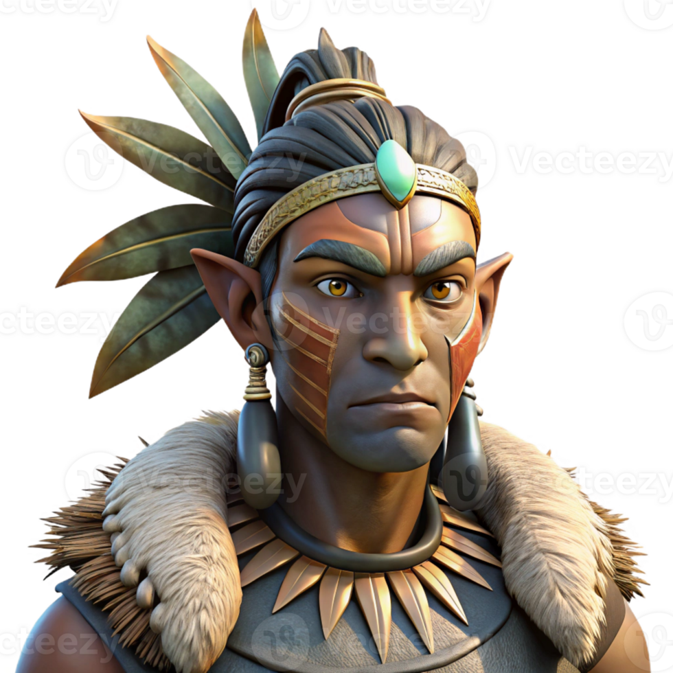 stunning artistic Portrait of a Tribal Shaman with Intricate detailed png