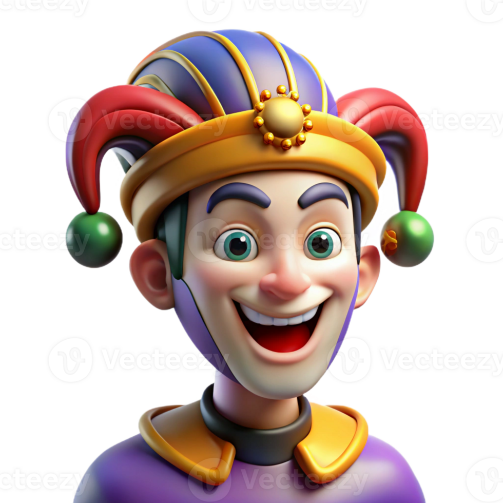 vibrant artistic Portrait of a Mischievous Jester with Col genuine png