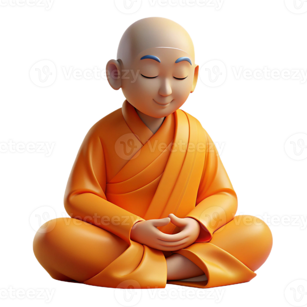 extraordinary classic Portrait of a Serene Monk in Orange Robes original png