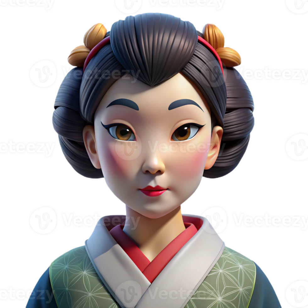 elegant artistic Portrait of a Geisha with Elabor original png