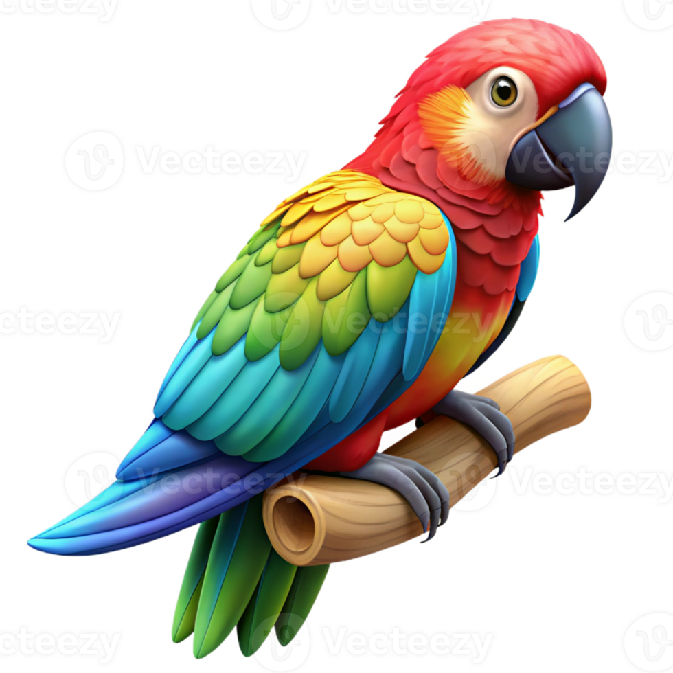 serene modern Portrait of a Colorful Parrot with Vibrant premium png