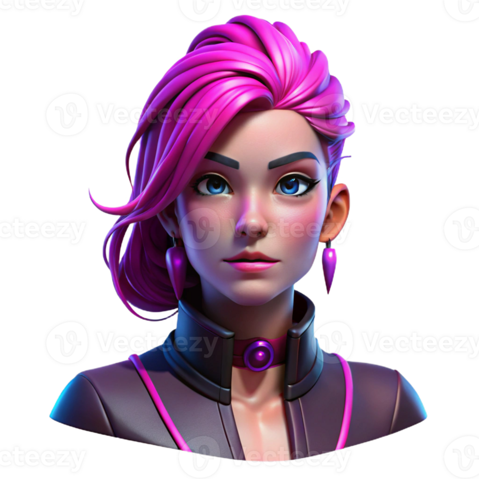 extraordinary modern Portrait of a Young Woman with Vibrant Pin high resolution png