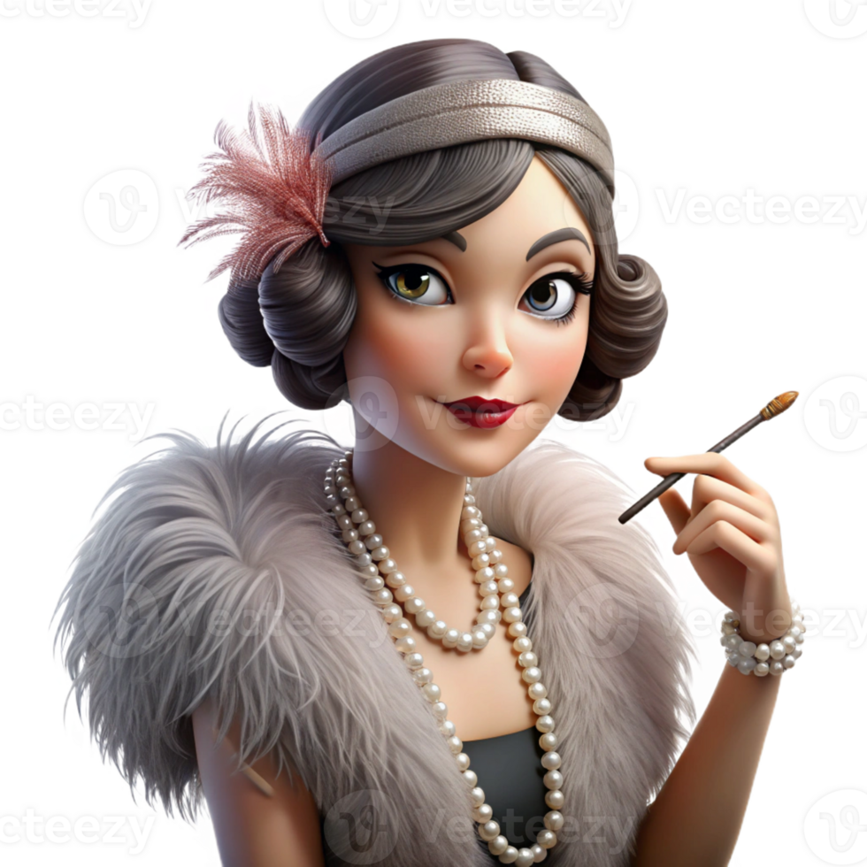 extraordinary minimalist Portrait of a Glamorous Flapper Girl With original png