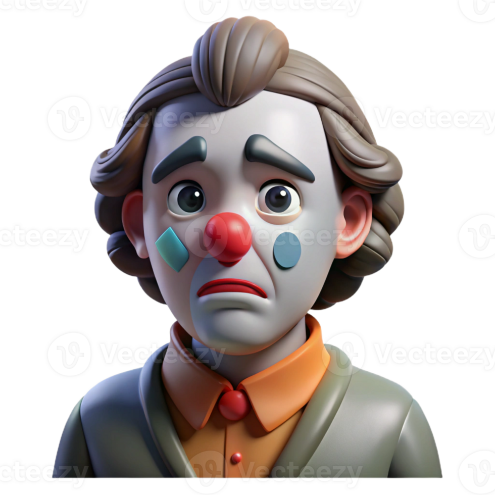wonderful rustic Portrait of a Sorrowful Clown with Smeared exclusive png
