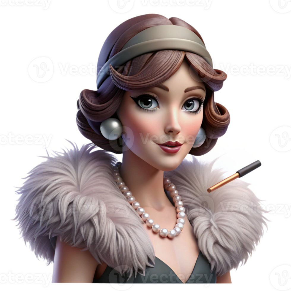 wonderful vintage Portrait of a Glamorous Flapper Girl With high resolution png
