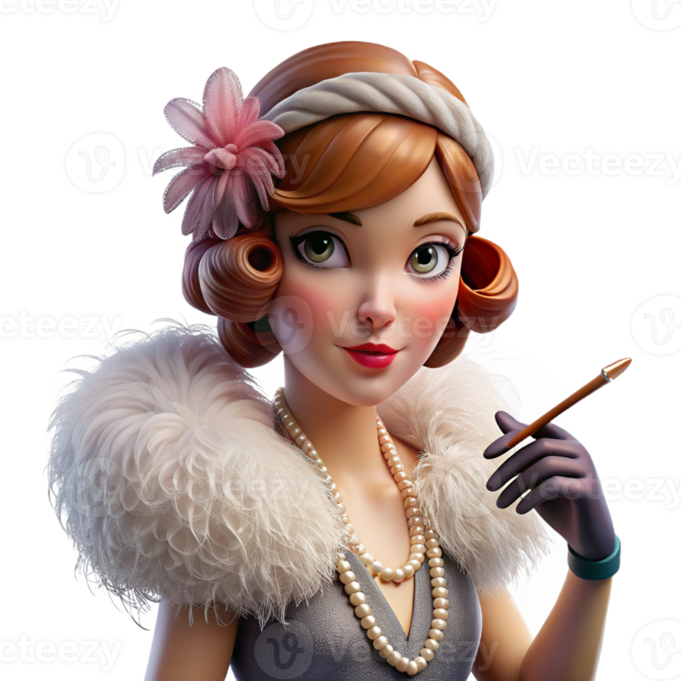 elegant minimalist Portrait of a Glamorous Flapper Girl With original png