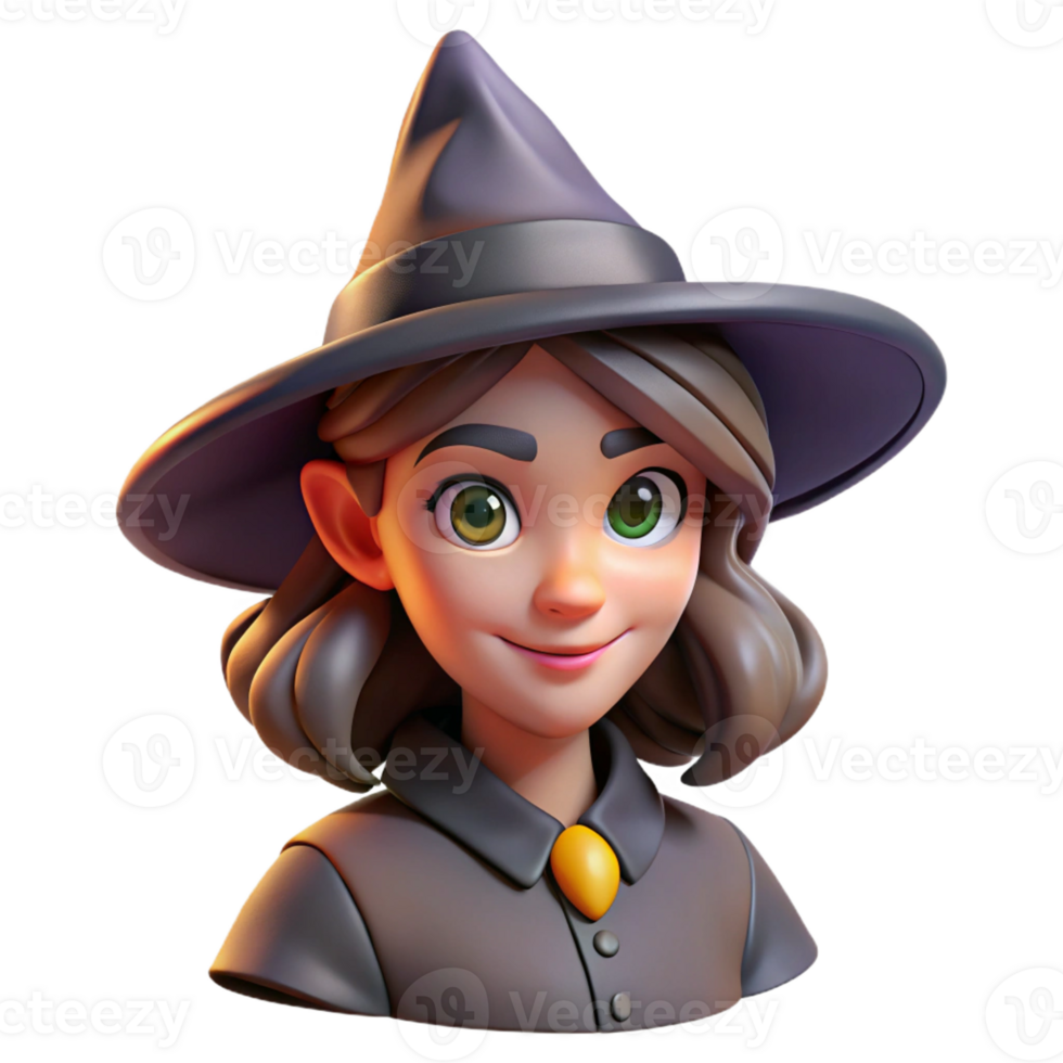 dramatic minimalist Portrait of a Young Witch with a Pointed H detailed png