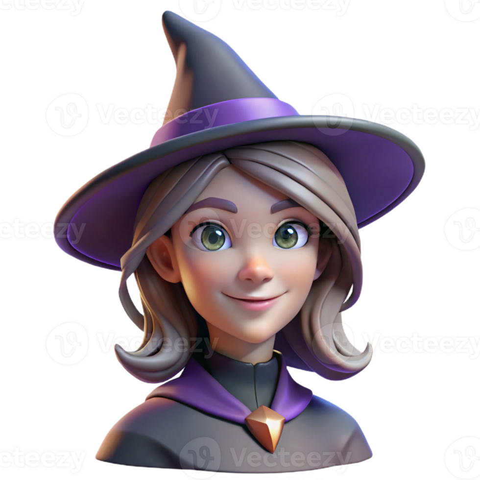 elegant traditional Portrait of a Young Witch with a Pointed H high resolution png