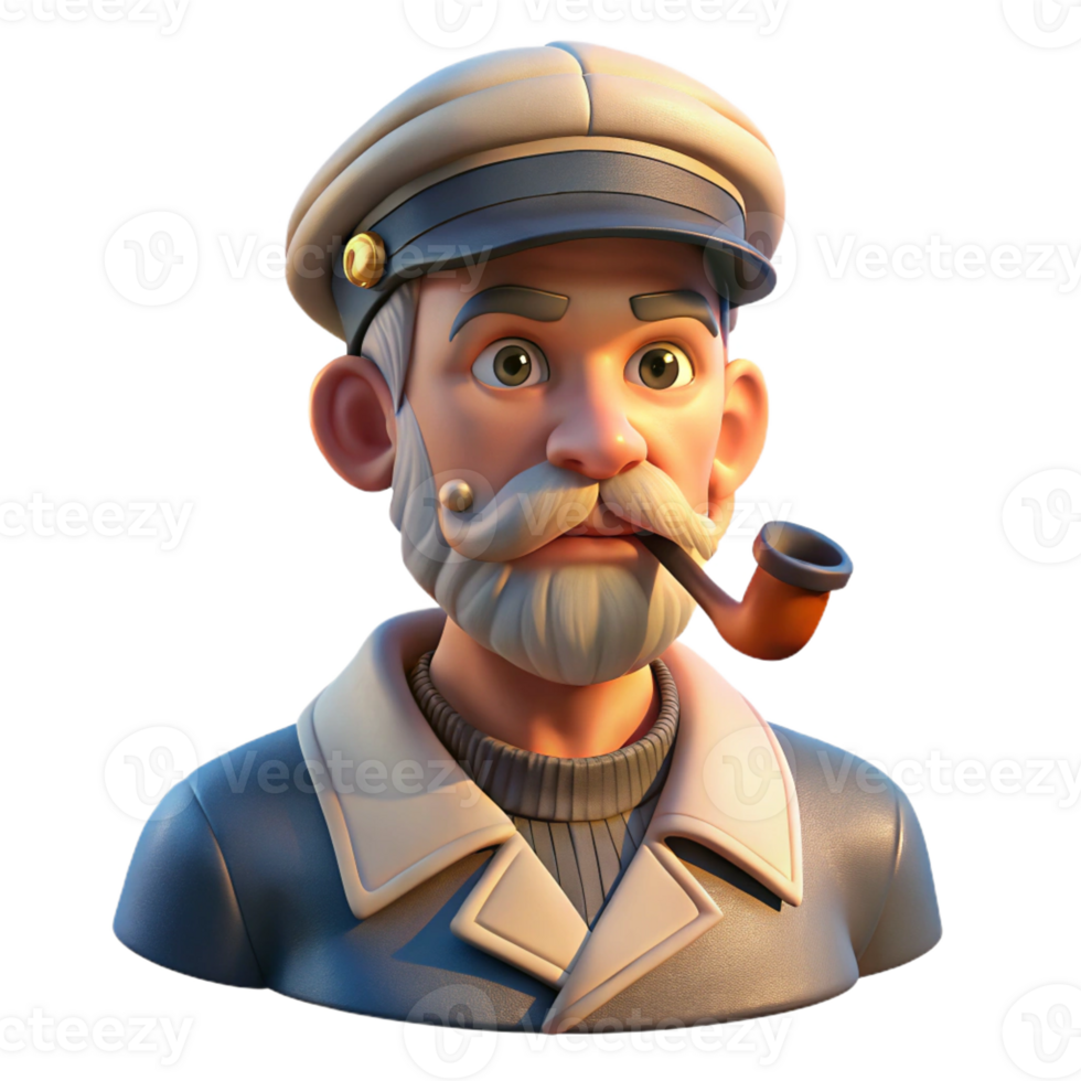 extraordinary abstract Portrait of a Weathered Sailor with a Pipe original png