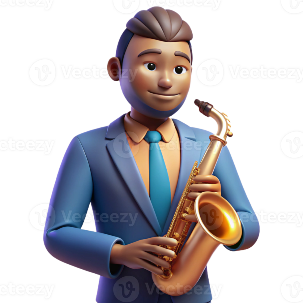 beautiful rustic Portrait of a Soulful Musician with a Saxo genuine png