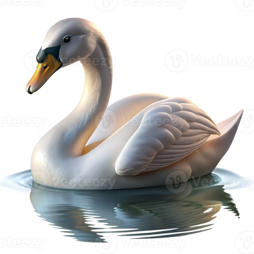 serene vintage Portrait of an Elegant Swan Gracefully Gl original png