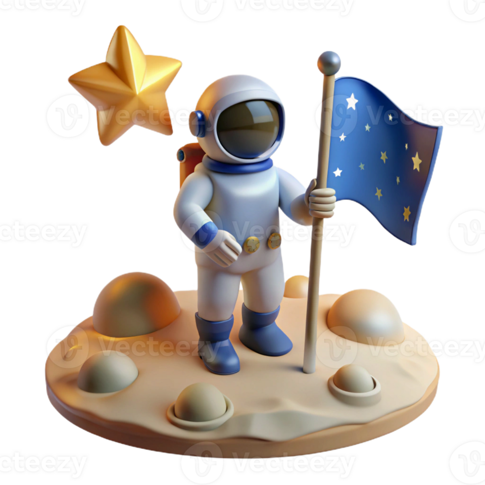 serene minimalist A Lone Astronaut Plants a Flag on a Deso high quality png