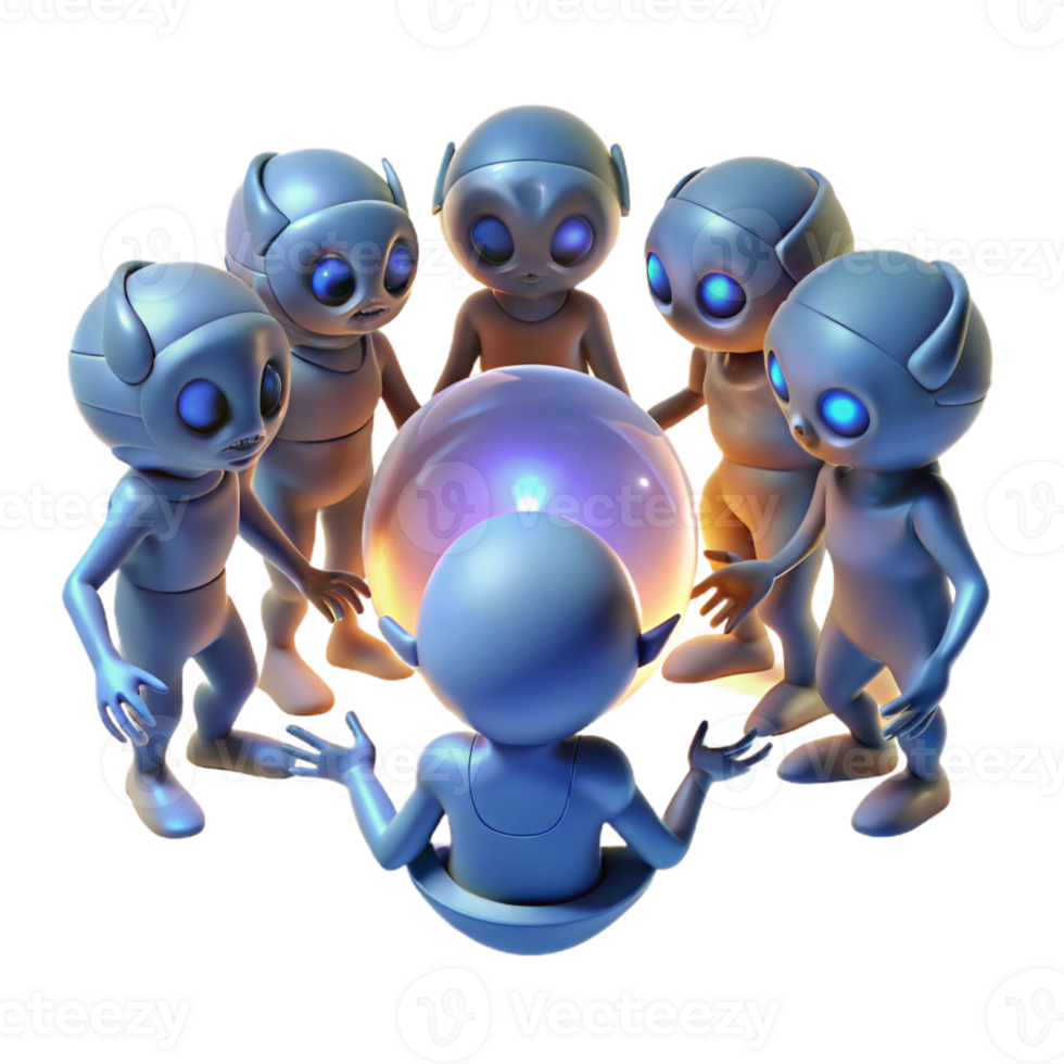 magnificent rustic A Group of Alien Creatures Gathers Around high quality png