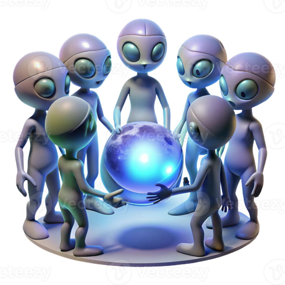 elegant traditional A Group of Alien Creatures Gathers Around premium png