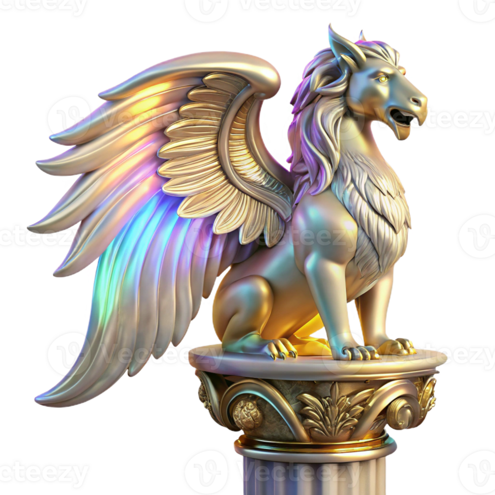 elegant modern A Majestic Griffin with Iridescent Feather 4K png