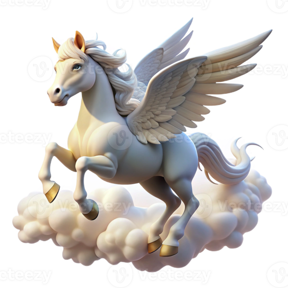 vibrant vintage A Graceful Pegasus Soaring Through the Clo 4K png