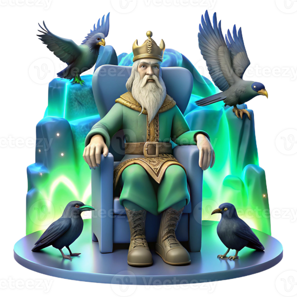 vibrant vintage Odin the Norse Allfather Seated on His high resolution png