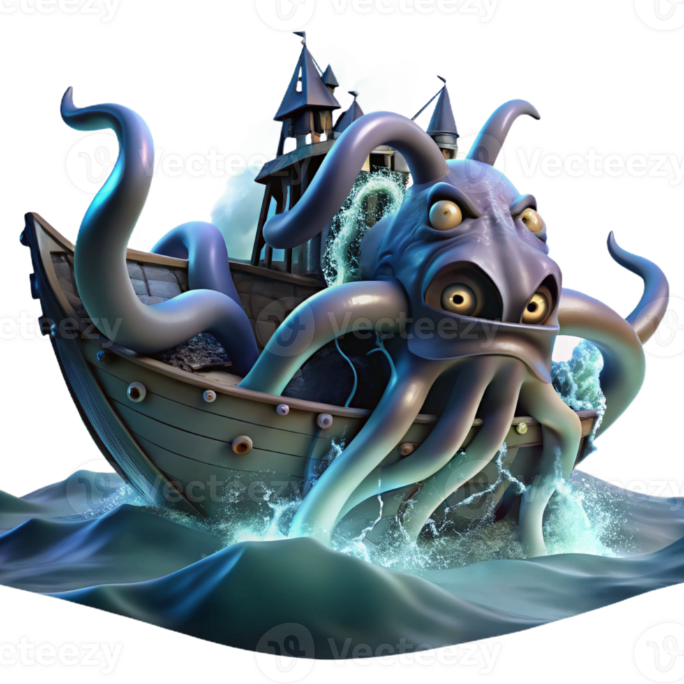 wonderful abstract A Terrifying Kraken Emerging from the Oce original png