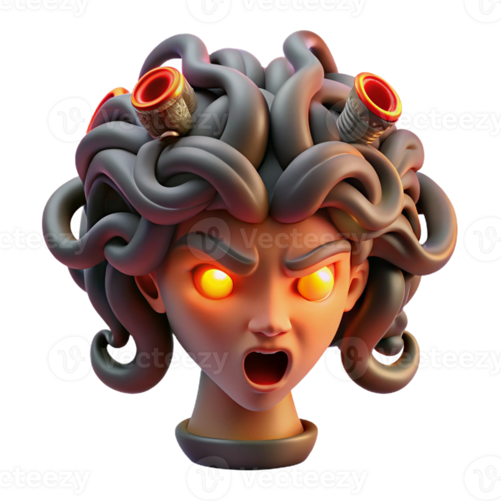 vibrant artistic A Fierce Gorgon with Snakes for Hair And detailed png