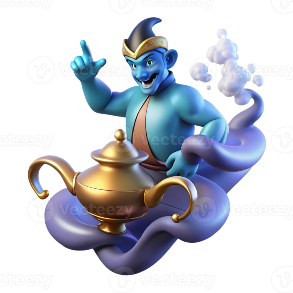 dramatic rustic A Powerful Djinn Emerging from a Magic Lam exclusive png