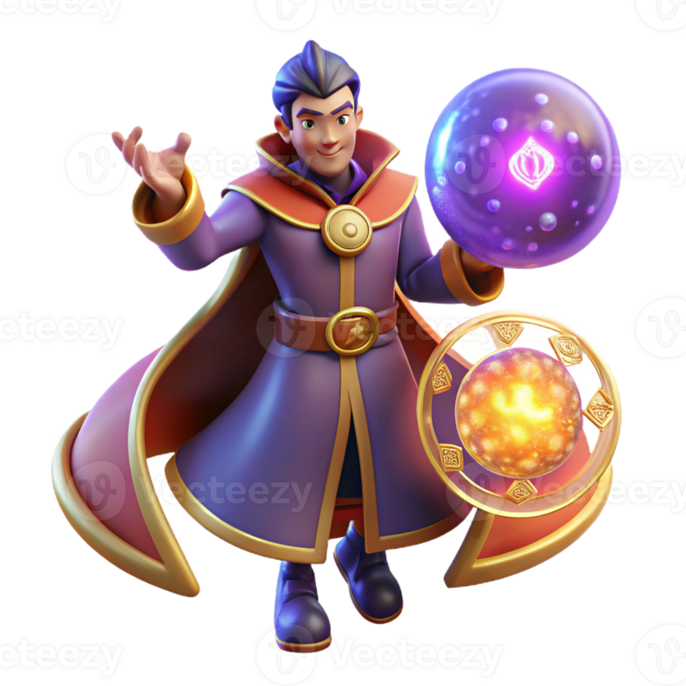 serene creative A Powerful Sorcerer Levitating a Glowing authentic png