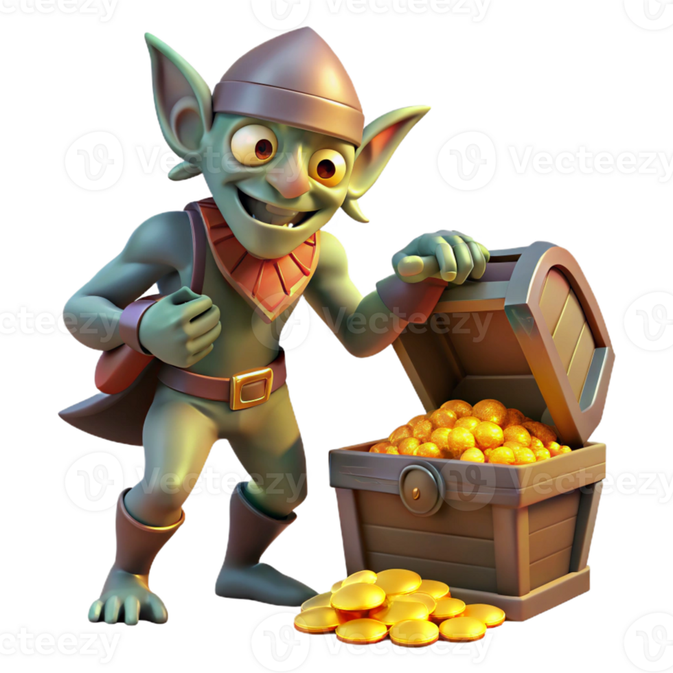 serene abstract A Cunning Goblin Scavenging Through a T exclusive png