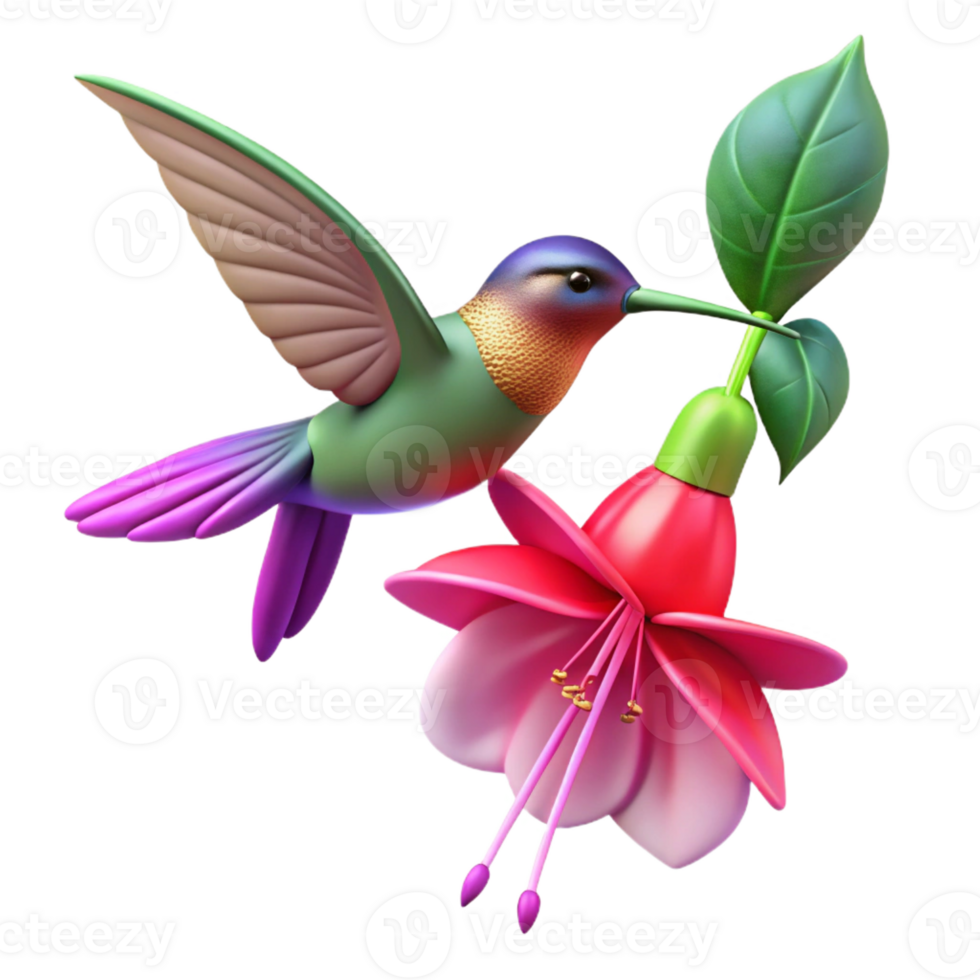 serene rustic Hummingbird Hovering Near Fuchsia Flowers high resolution png