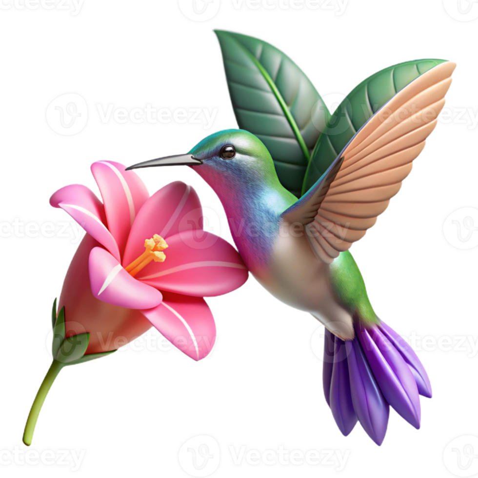 dramatic abstract Hummingbird Hovering Near Fuchsia Flower exclusive png