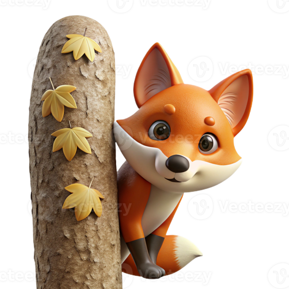 vibrant classic A Curious Fox Peering out from Behind a Tr genuine png