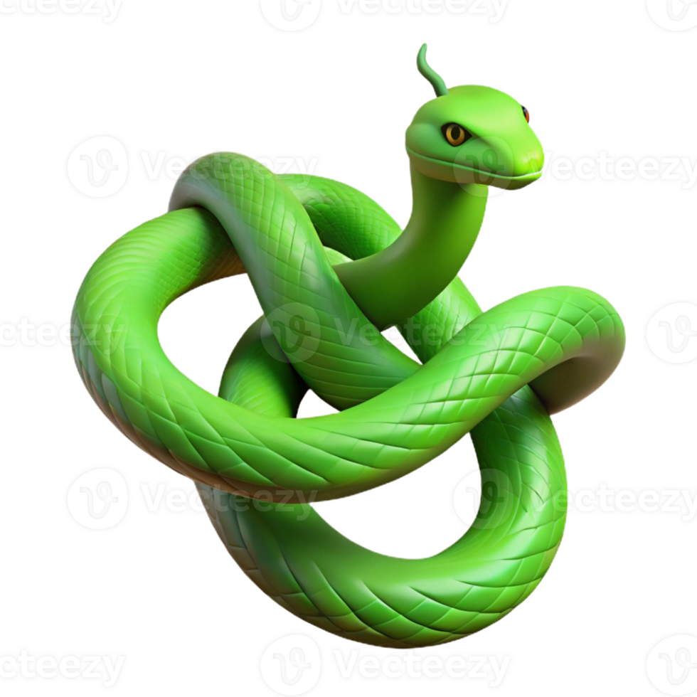 impressive contemporary A Slithering Green Snake Coiled Around A professional png