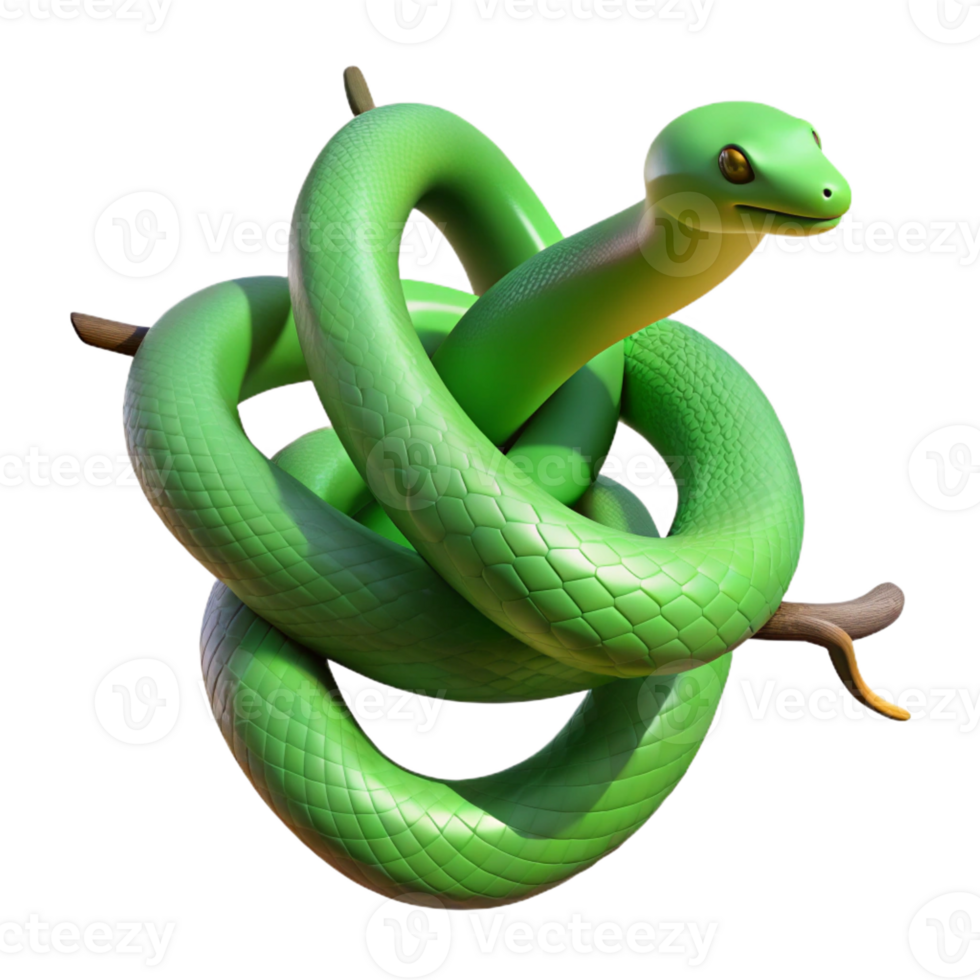 magnificent modern A Slithering Green Snake Coiled Around A detailed png