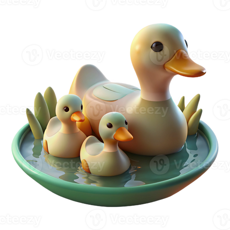 dramatic creative A Family of Ducks Swimming in a Pond Soft high quality png