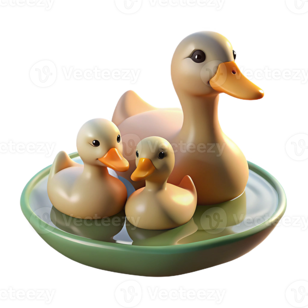 serene traditional A Family of Ducks Swimming in a Pond Soft high resolution png