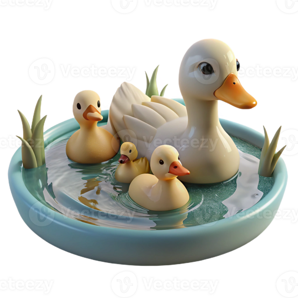 stunning minimalist A Family of Ducks Swimming in a Pond Soft high quality png