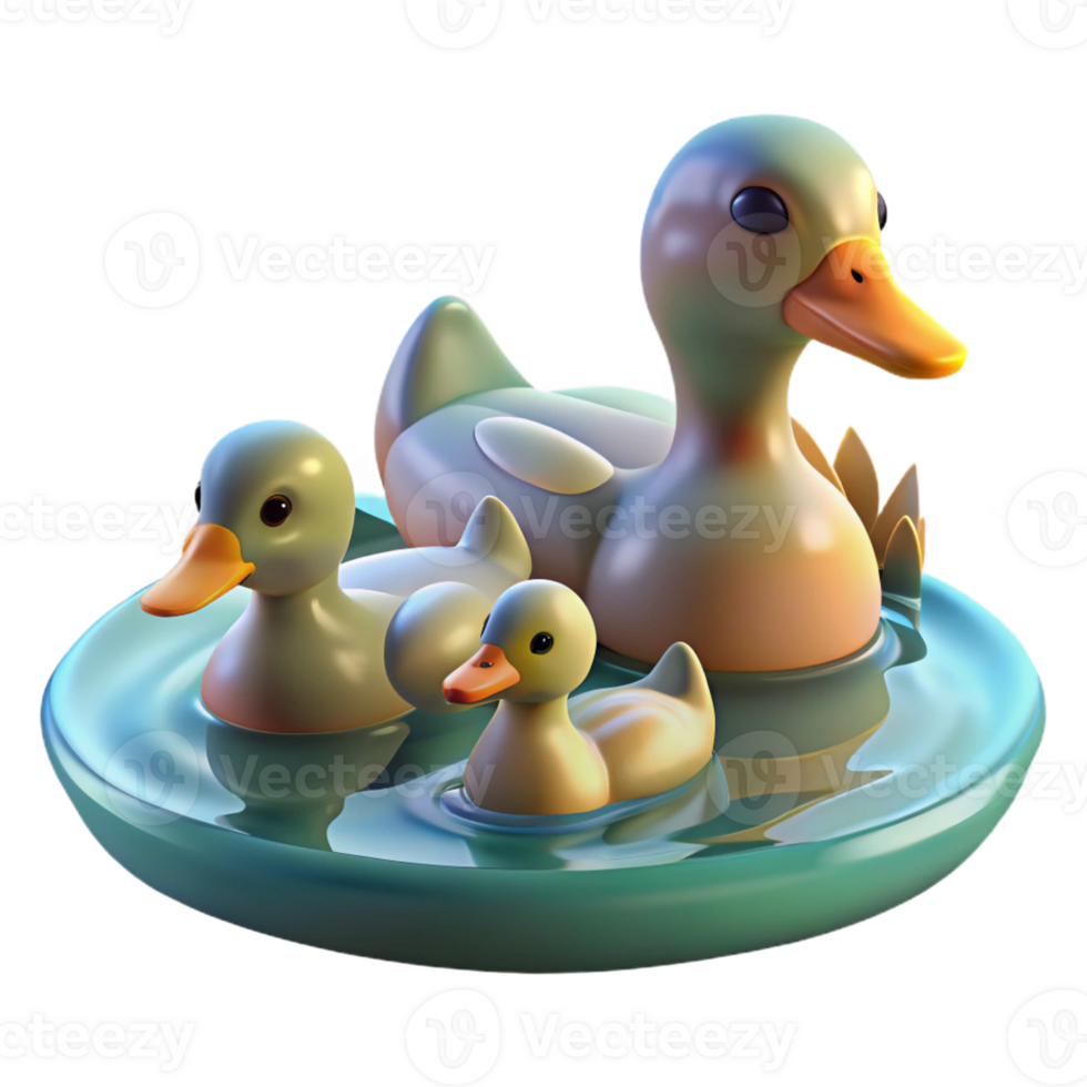 vibrant creative A Family of Ducks Swimming in a Pond Soft original png