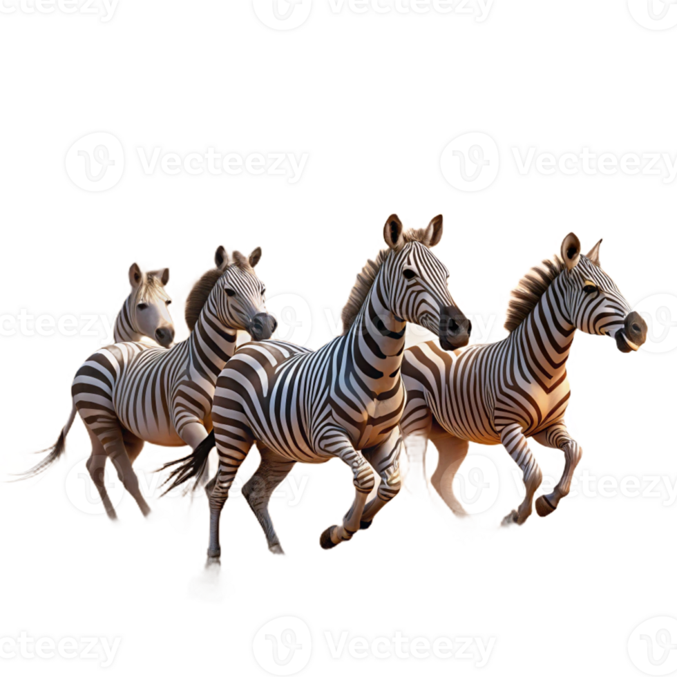 serene minimalist A Herd of Zebras Running Across the Plains detailed png